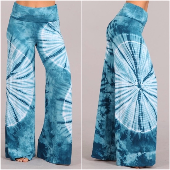 Chatoyant Boho Tie dye wide leg palazzo lounge pants - Picture 2 of 2